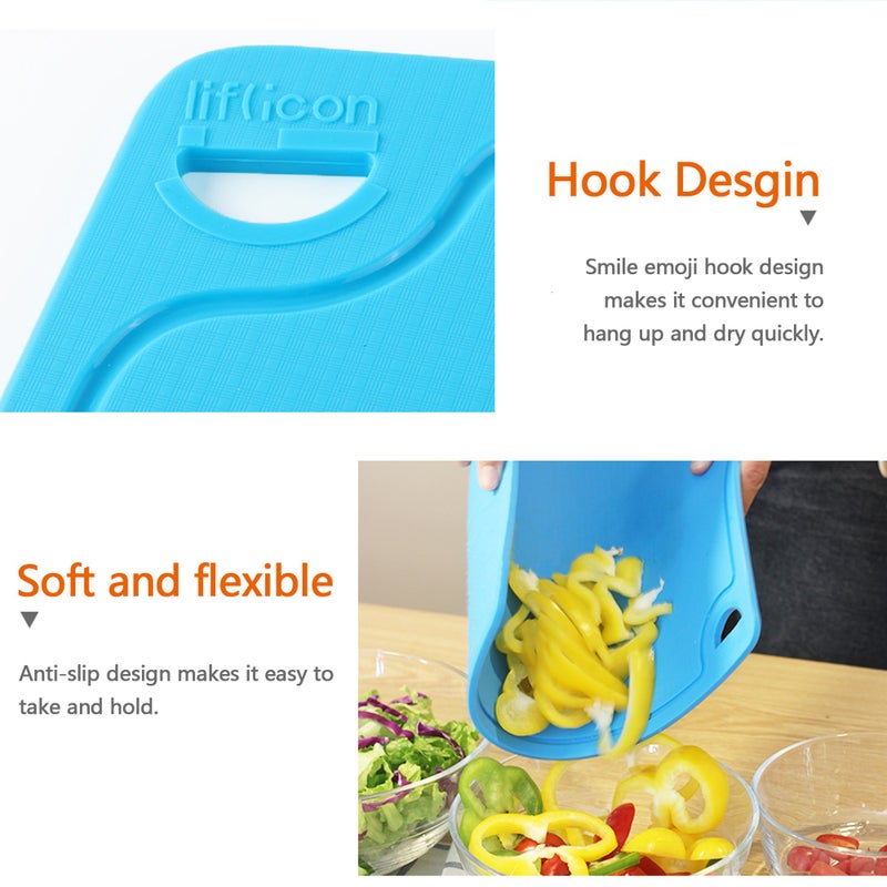 Liflicon Thick Silicone Cutting Boards for Kitchen Silicone Chopping Boards/Mats Set of 2 Extra Large14.6''x10.43''  Mini 9.1 x7.1  Non-slip Deep Drip Juice Groove  Dishwasher Safe-Blue - Image 4